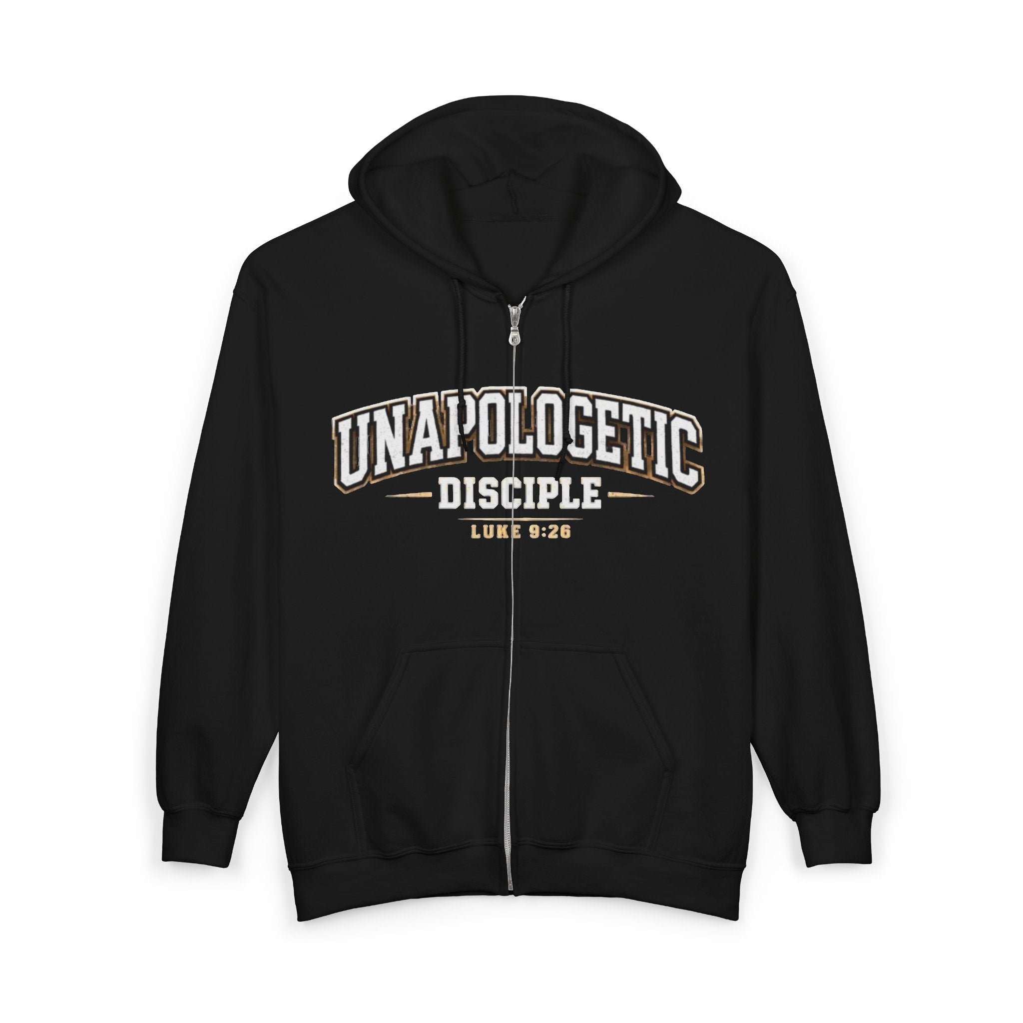 Unapologetic Disciple Zip Hoodie — “Not Ashamed” Christian Faith Sweatshirt