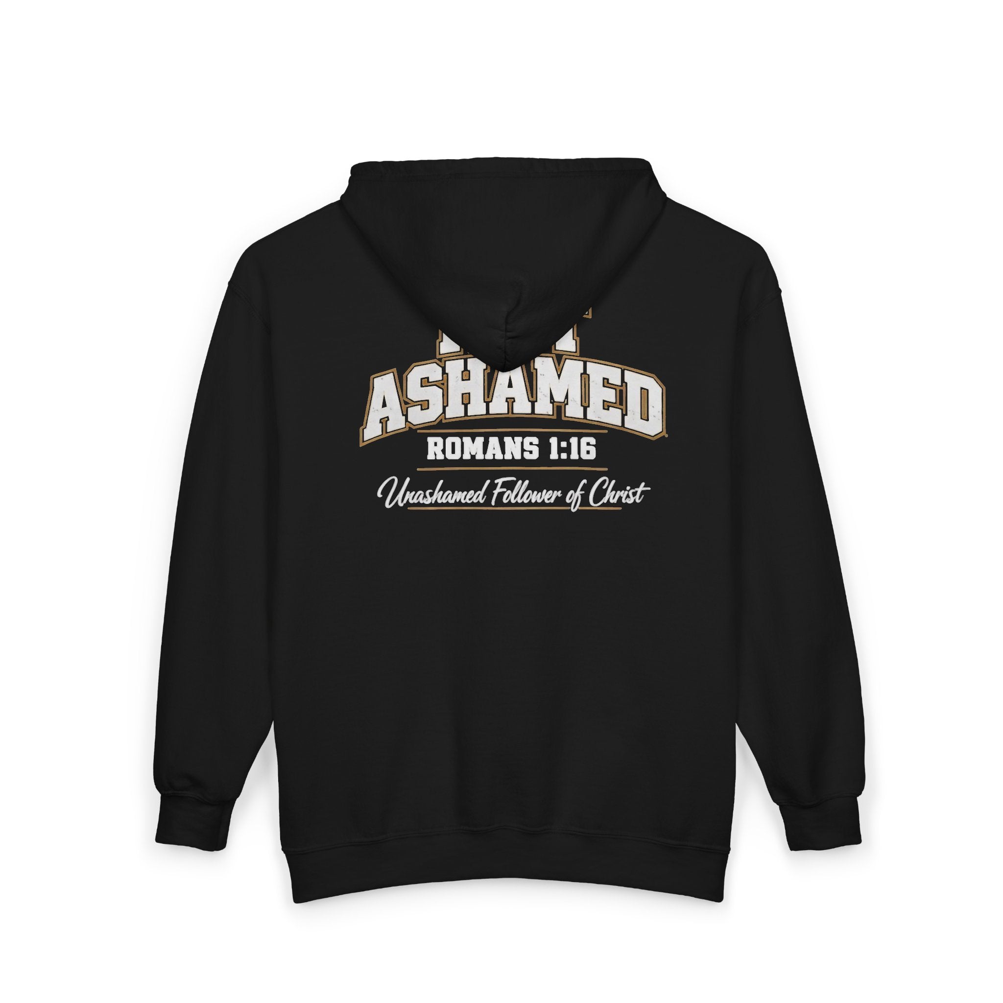 Unapologetic Disciple Zip Hoodie — “Not Ashamed” Christian Faith Sweatshirt