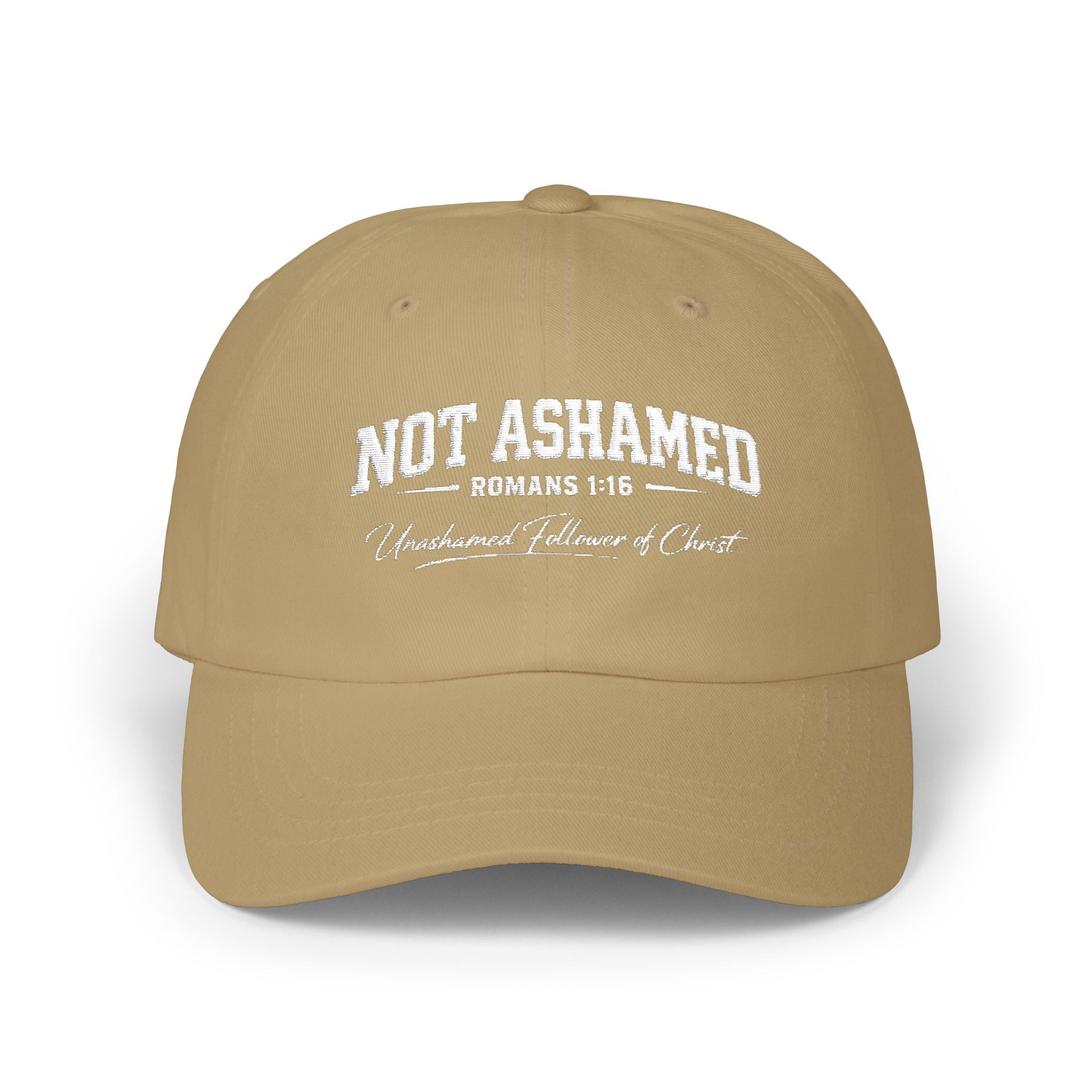 Dad Cap – "Not Ashamed" Romans 1:16 Christian Baseball Hat