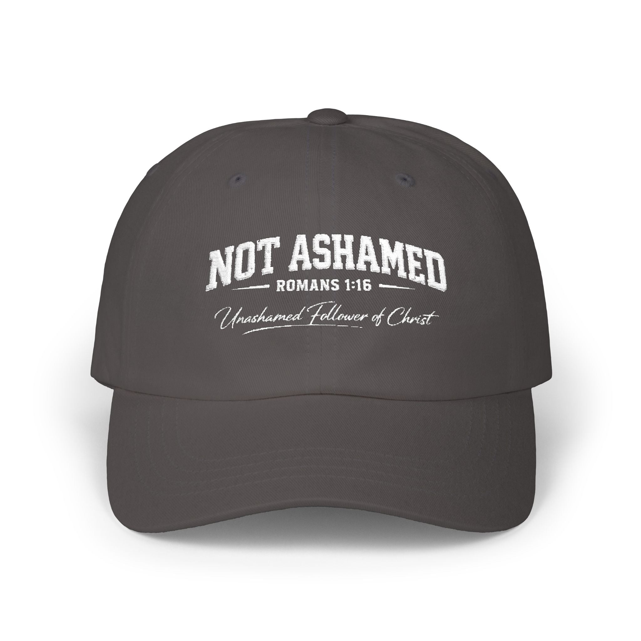 Dad Cap – "Not Ashamed" Romans 1:16 Christian Baseball Hat