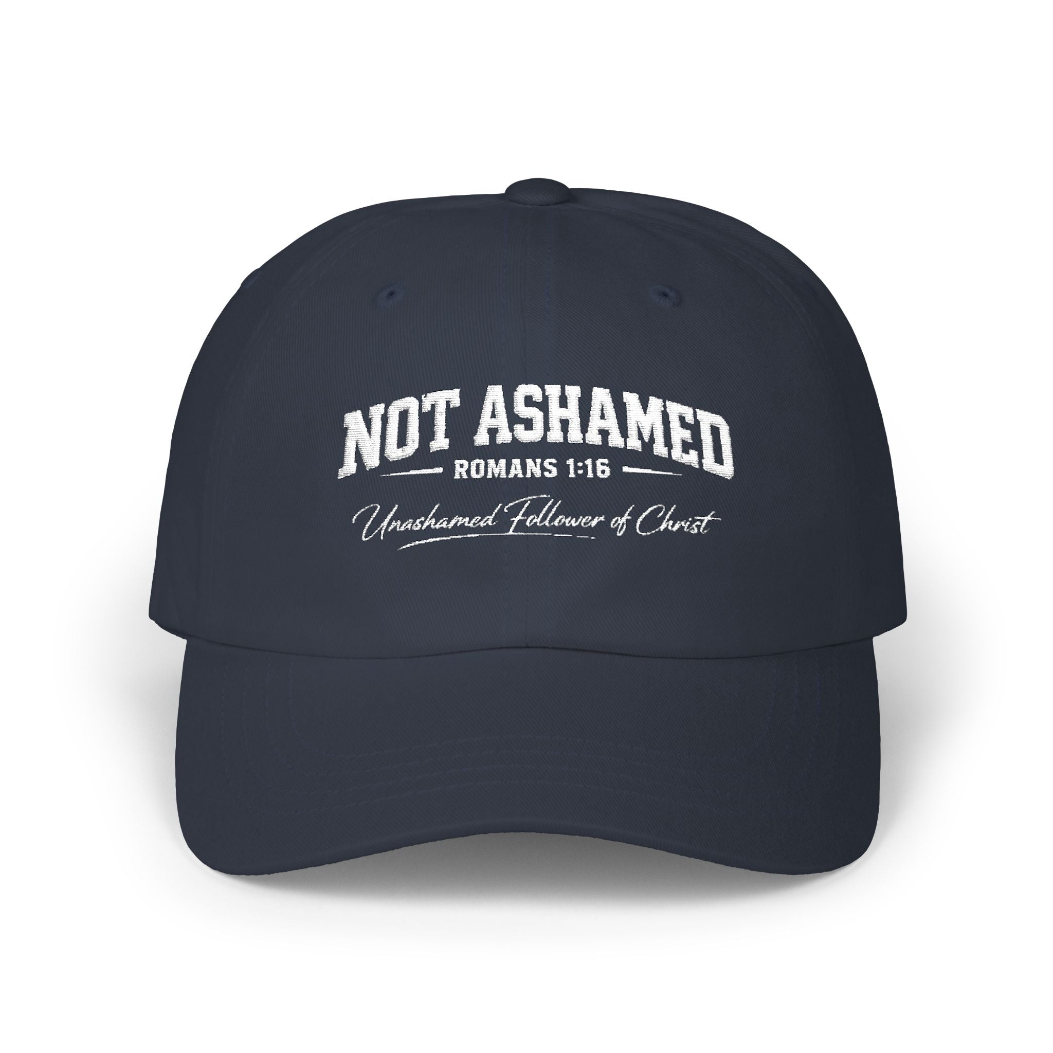 Dad Cap – "Not Ashamed" Romans 1:16 Christian Baseball Hat